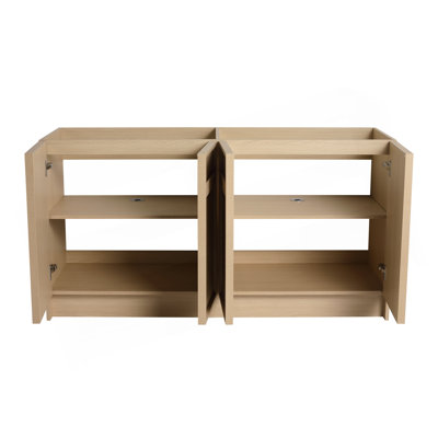 Meuble-lavabo de salle de bain autoportant 60 po (58-11 / 16 po) et 4 portes d'armoire à fermeture en douceur-BCV11160DDOK (KD-Emballage) -Évier non inclus