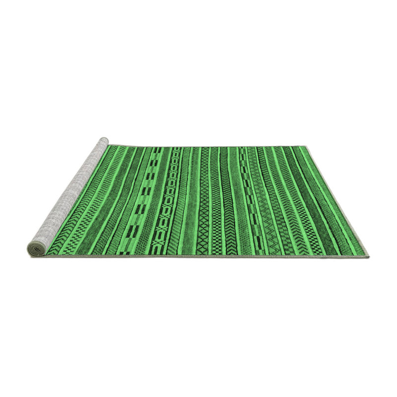 Tapis lavables à la machine à motif abstrait vert émeraude 2310, Carré 7 pi