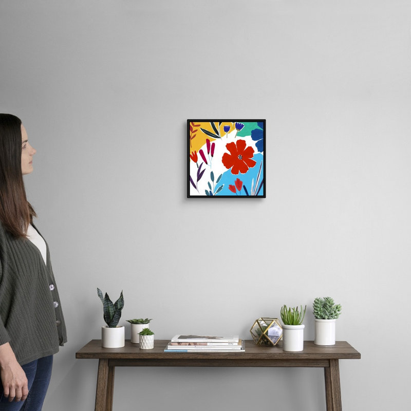 Reproduction d’art sur toile, "gaifulness II" par Isabelle Z, Toile avec cadre noir, H 14 po x l 14 po x P 1,75 po