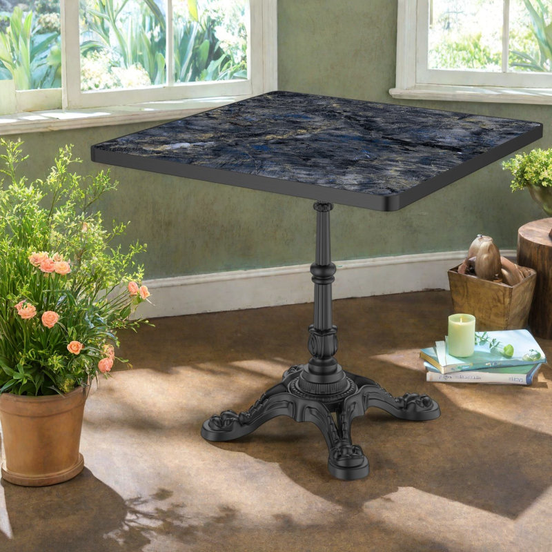 Tables de patio durables, 80 cm (31,5 po) en métal et pierre frittée, style moderne pour les repas en plein air