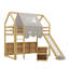 Charming Wooden Loft Bed With House-Shaped Frame And Tent-Style Canopy-60575942-60575937