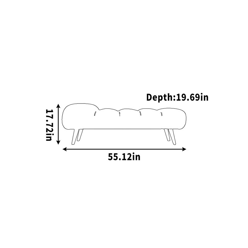 Banc en bois simple pour les sièges, H 17,72 po x l 55,12 po x P 19,69 po