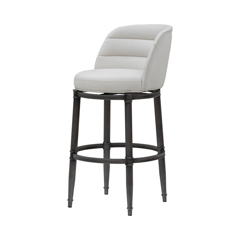 Tabouret de bar pivotant Eunice, Blanc, Tabouret de bar (siège d'une hauteur de 30 po)