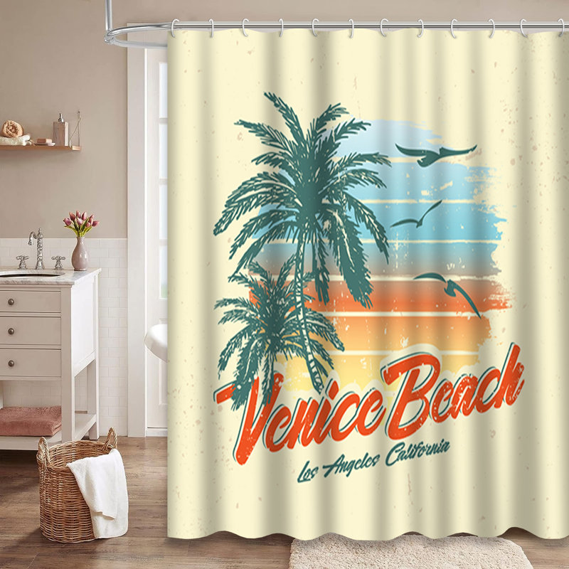 Rideau de douche à 12 crochets California, L 72 po x l 78 po