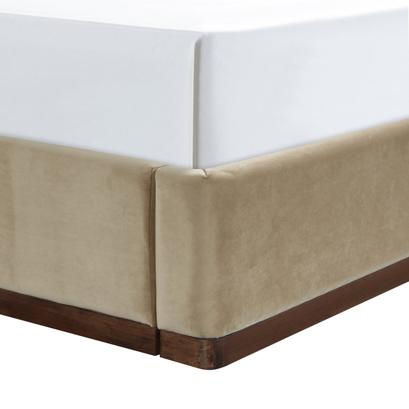 Lit tapissier Dayna, Velours beige, Double