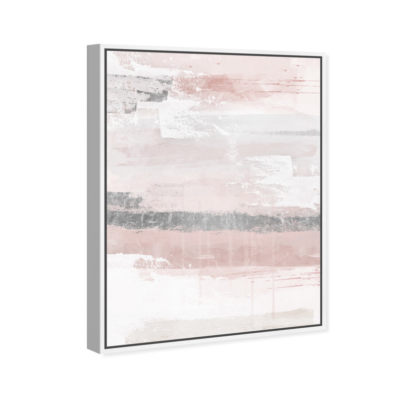 Éléments sophistiqués rosés - peinture, Toile blanche encadrée, H 36 po x l 30 po