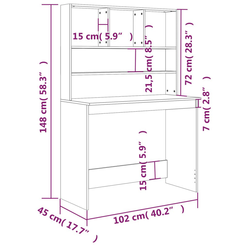 Bureau avec tablettes vidaXL, Marron clair
