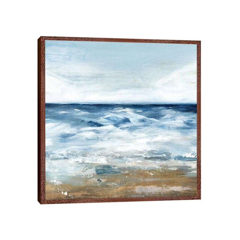 Blue Ocean II by Isabelle Z - Painting on Canvas, 66.04 cm H x 66.04 cm W, Classic Brown Wood Framed