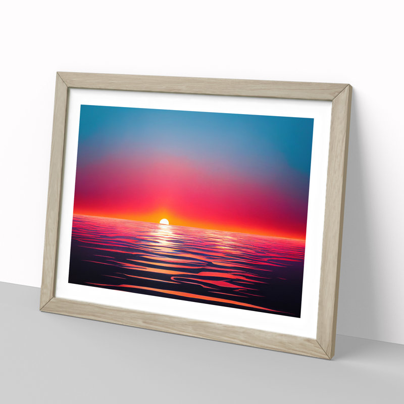 Exciting Sunset Seascape Framed Print, 34cm H x 46cm W x 2cm D, Oak