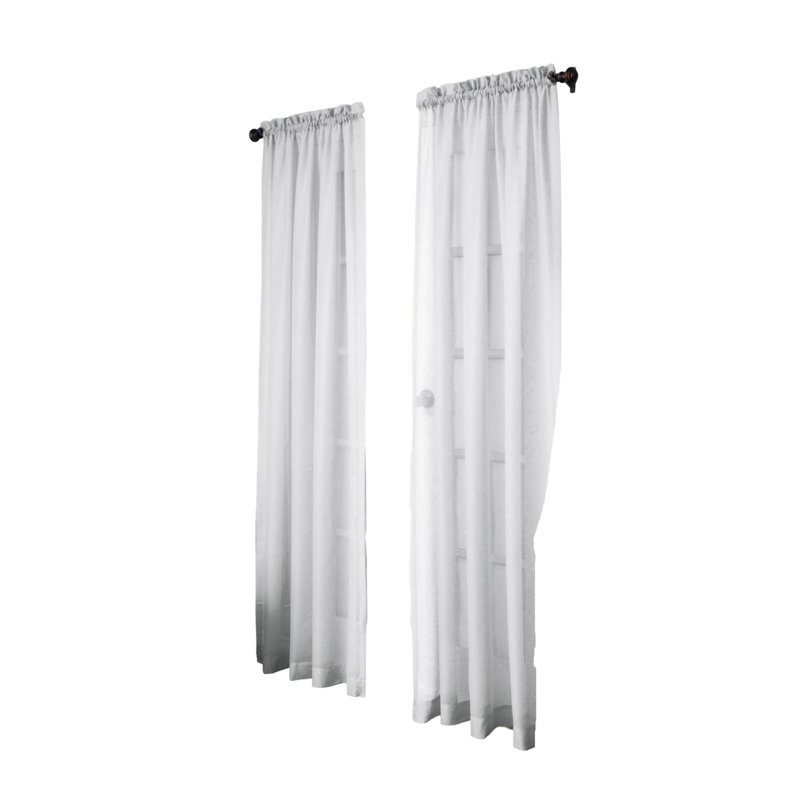 Reigate Solid Color Sheer Rod Pocket Single Curtain Panel, 56" W x 84" L, White