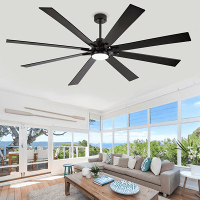 Ventilateur de plafond 62/72 pouces avec lumière DEL, 8 pales en MDF à grand débit d'air