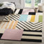 Fifth Avenue Wool Geometric Area Rug in Ivory/Black/Pink-247000245