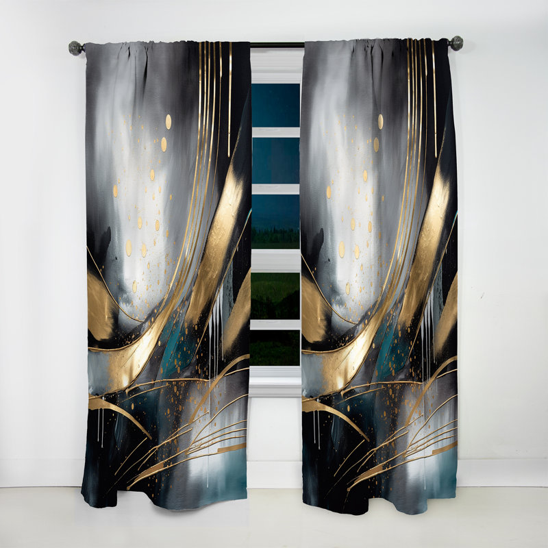 Shape And Lines Abstract Marble II - Rideau en velours moderne - obscurcissant - 1 panneau, 52" W x 95" L