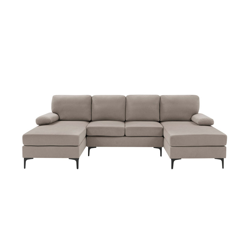 Canapé modulaire en U rembourré de polyester avec pieds en métal