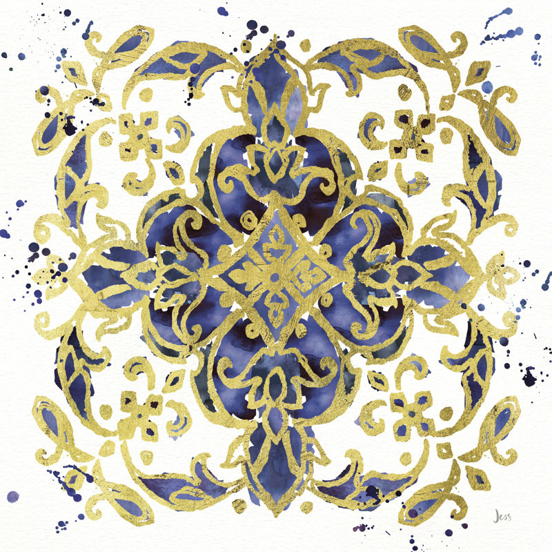 Conception graphique dorée et bleue sur fond blanc, H 16 po x l 24 po x P 1,5 po