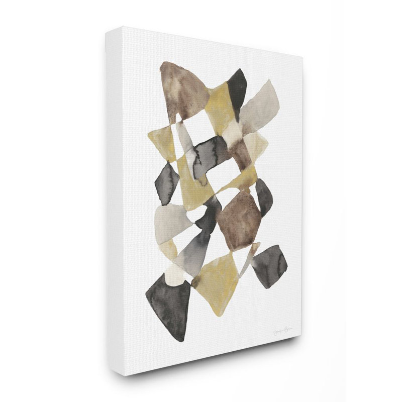 «Abstract Gold Black Brown Shape» par Jennifer Goldberger - reproduction d'art, Toile tendue, H 30 po x l 24 po
