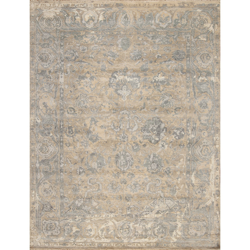 Shangri La Collection One-of-a-Kind 9.5 X 12.4 Rectangle Wool Area Rug in Beige and Gold