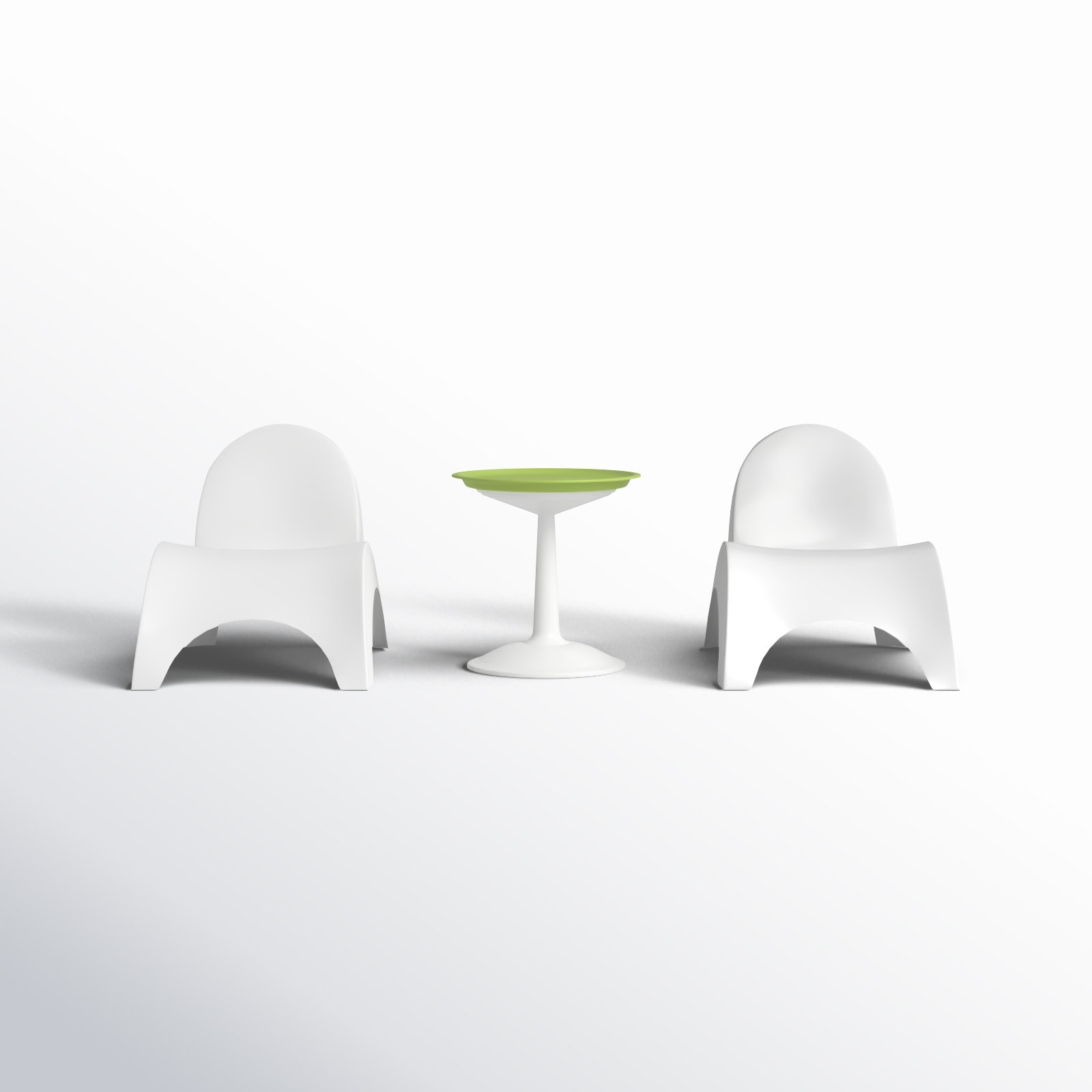 Ameswood Plastic Chaise Lounge Set with Table, White/Green