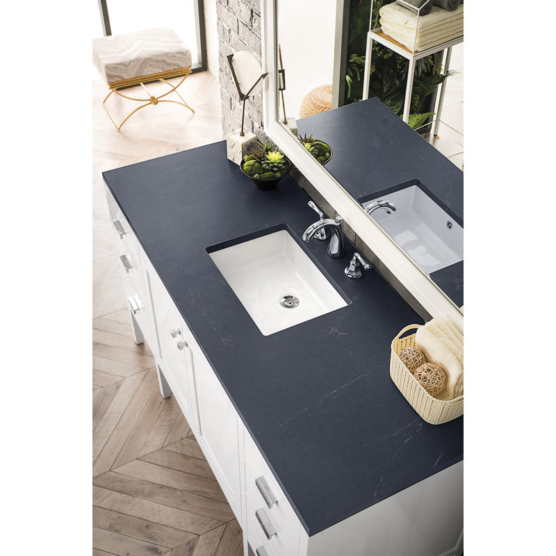Addison 60'' W Single Vanity, Charcoal Soapstone, Glossy White, 8" Widespread