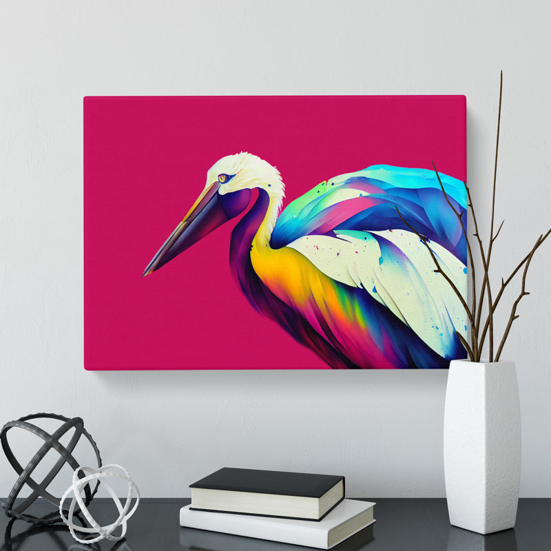 Pelican Painted Abstract - Wrapped Canvas, 50cm H x 76cm W x 3cm D
