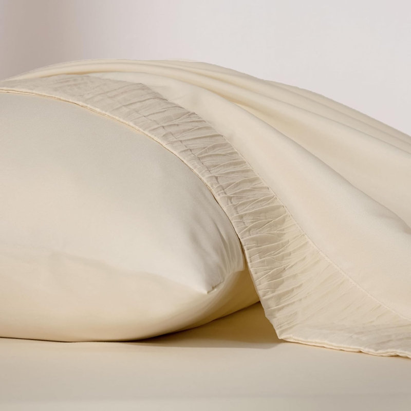 Ensemble de draps en microfibre de polyester pour literie Hotel Luxury, Beige, Grand lit 