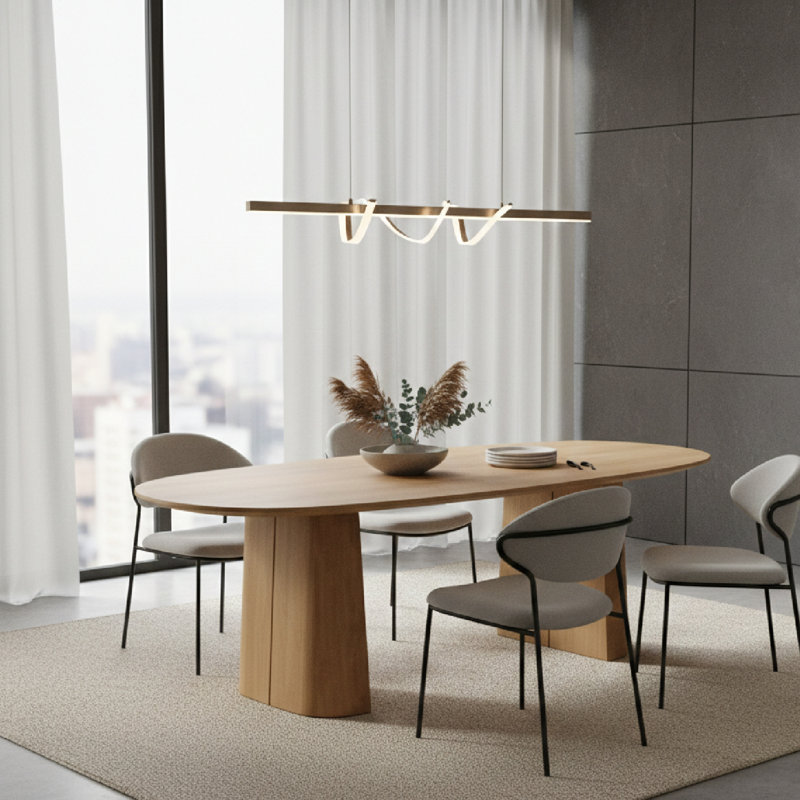 Lune Oval Solid Wood Dining Table, Natural, 30"H x 94"L x 41"W