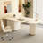 Cream Wood Sintered Stone Writing Desk-66699879