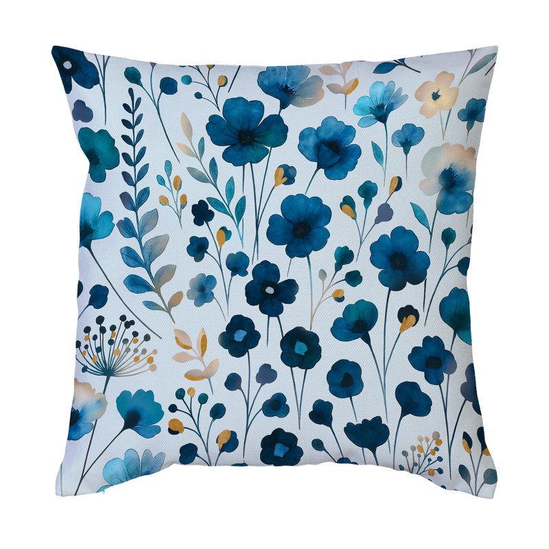 Coussin décoratif intérieur / extérieur Blue Gilded Wildflowers
