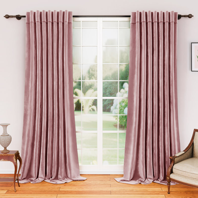 Blackout Velvet Curtains For Bedroom, Living Room And Home Office (Set Of 2), 52" W x 96" L, Dusty Rose