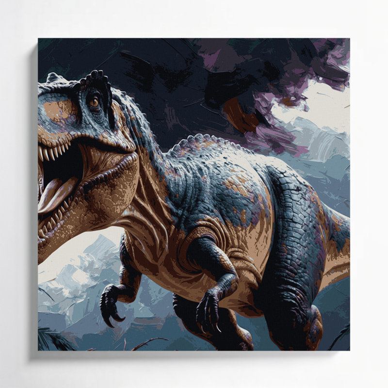 «Dinosaur Allosaurus», art mural sur toile noire