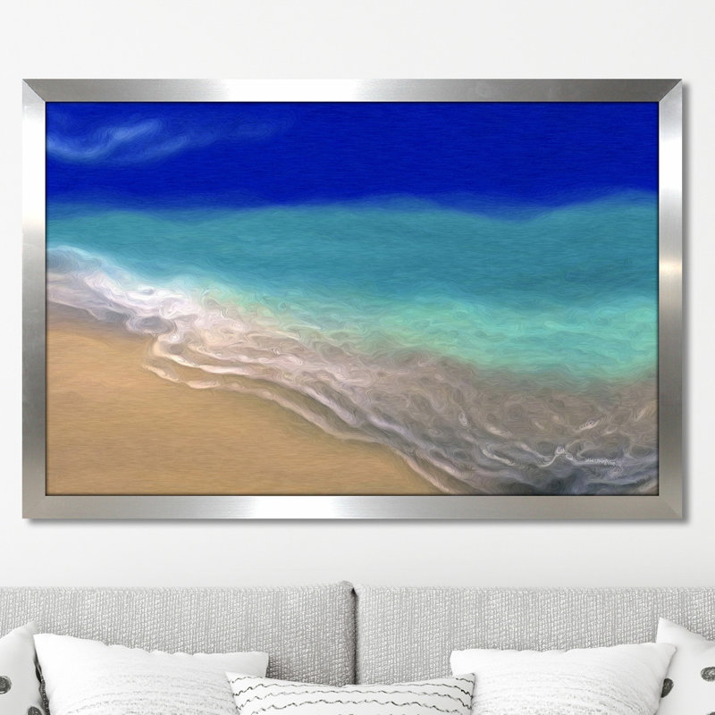 «Beach Scene», reproduction d'art, H 27,5 po x l 39,5 po x P 0,75 po, Encadrement argenté