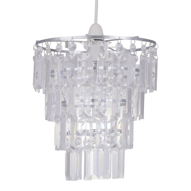 26cm H Plastic Novelty Pendant Shade ( Uno ) in Clear Jewels