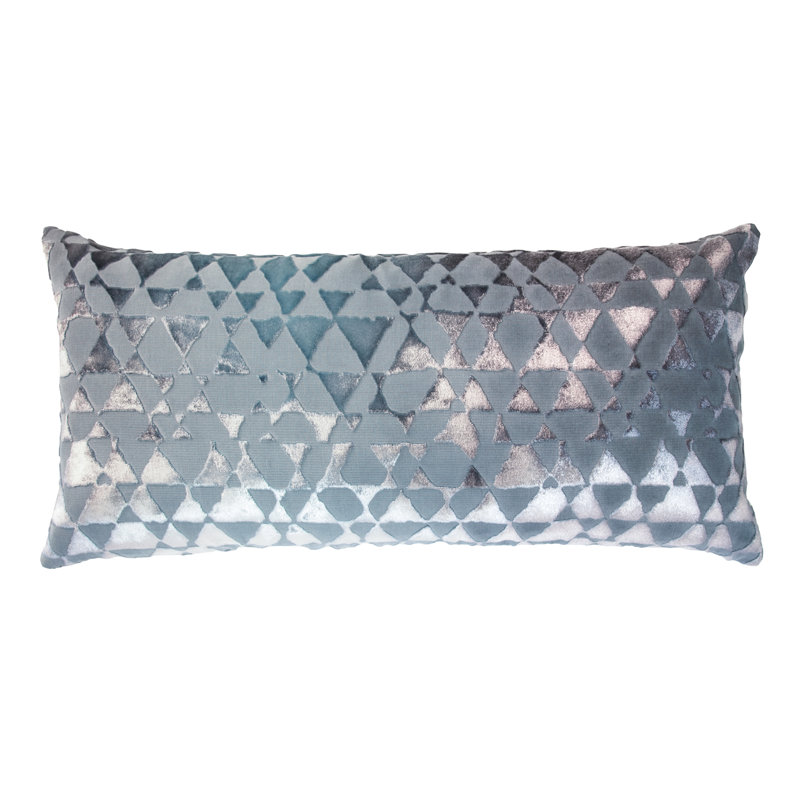 Triangles Mini Rectangle Velvet Pillow Cover & Insert, Dusk, 7" x 15"