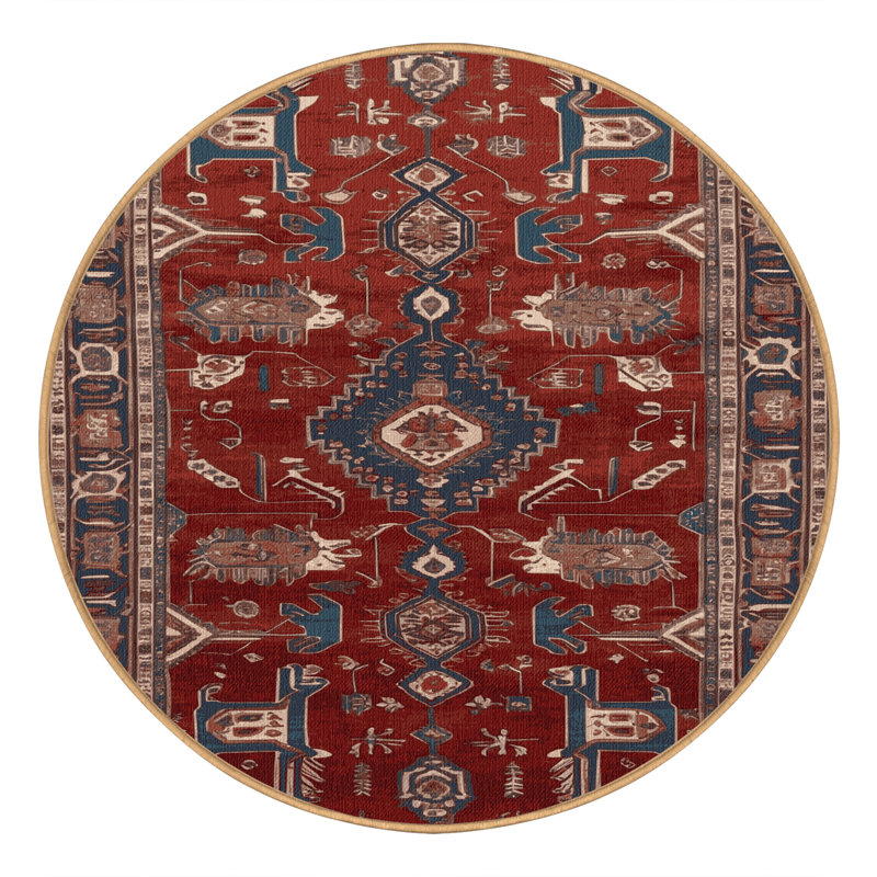 Tapis brun lavable à la machine, Rond 7 pi