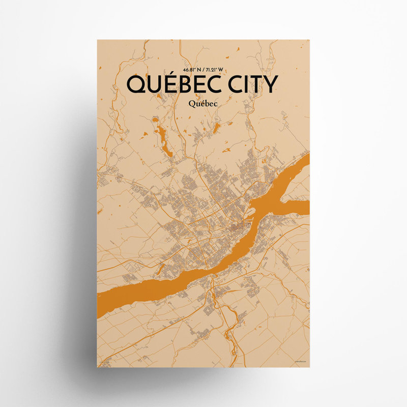 Carte de la ville de Québec, impression, H 17 po x l 11 po