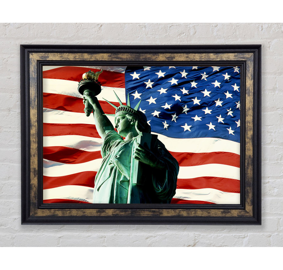 Stars And Stripes With Lady Liberty - Einzelner Bilderrahmen Kunstdrucke