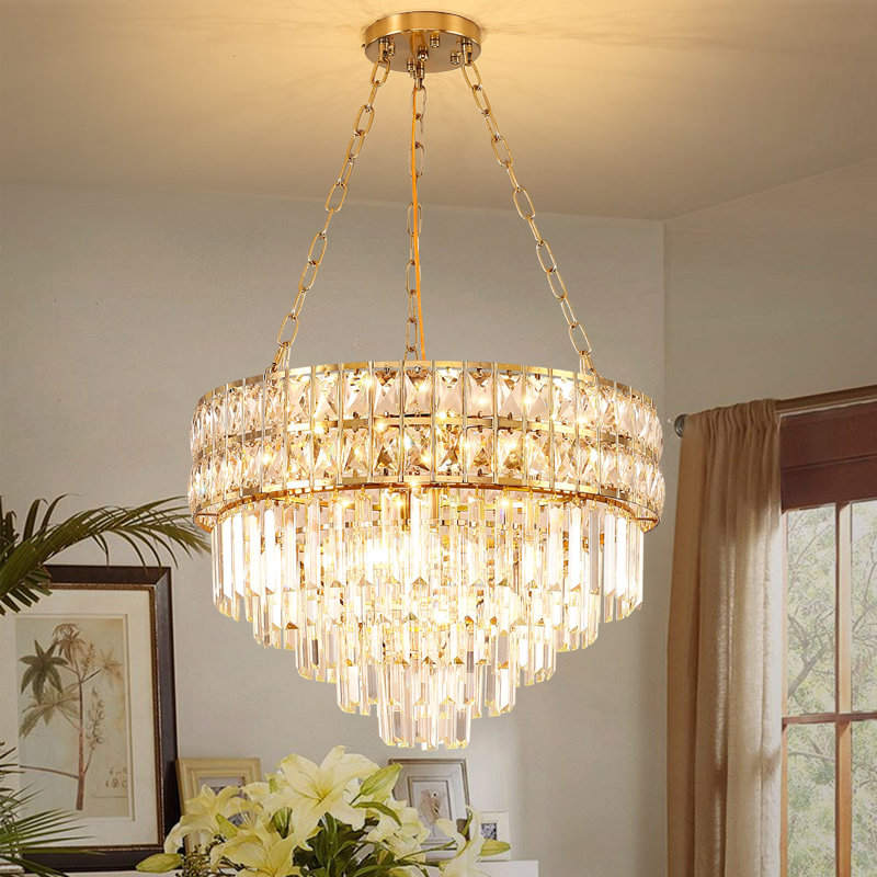 Imma Crystal Empire Chandelier, Gold, 15.7" H x 21.6" W x 21.6" D