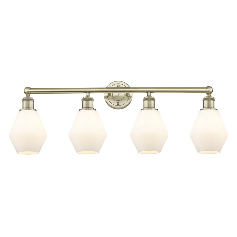 Gabbie 4 - Light Dimmable Vanity Light, Cased Matte White, Antique Brass