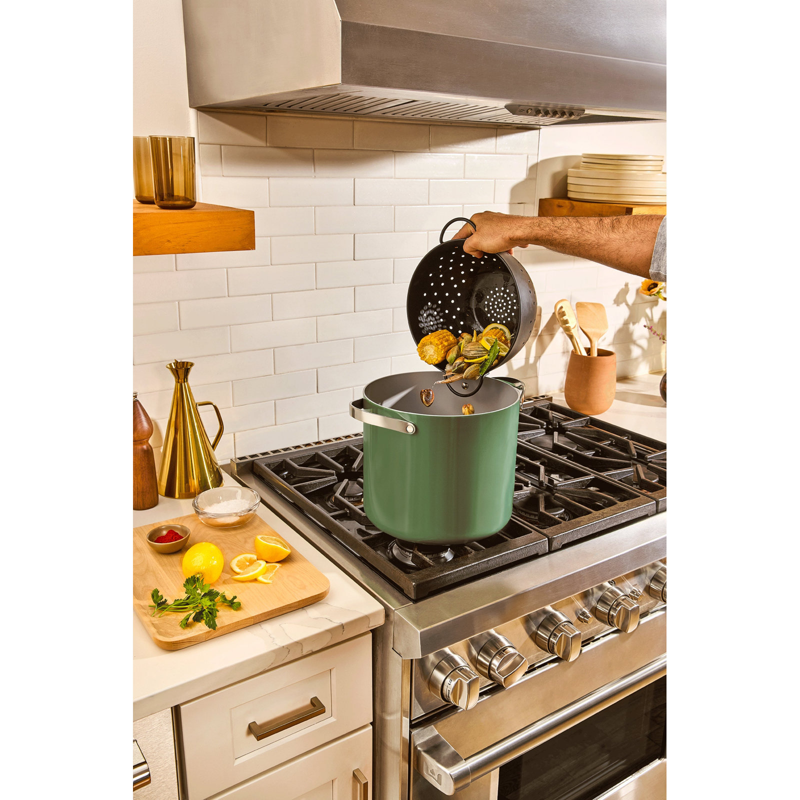 Caraway Ceramic Non-Stick Petite Cooker, 12 quarts, Sage