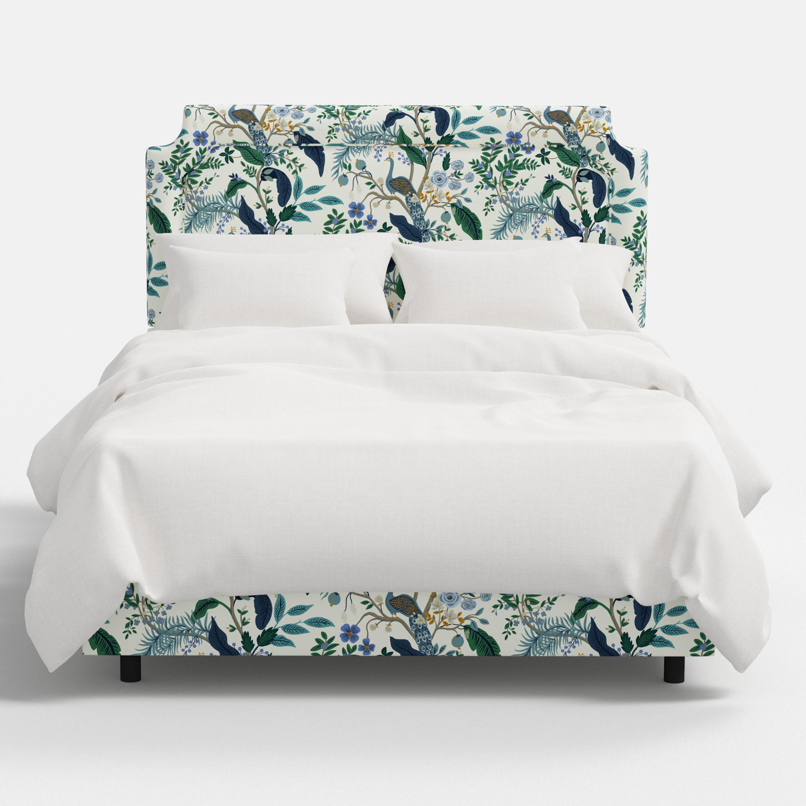 Rifle Paper Co. x Cloth & Company Hampton Bed, Full, Peacock Blue & White