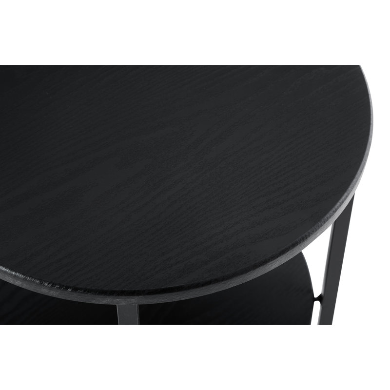 2 - Petite table de chevet ronde noire, pouvant servir de table basse dans le salon, décorée pour les espaces restreints, peu encombrante et multifonctionnelle, facile à assembler, en fer + 15,9 po de largeur, 18,77 po de profondeur