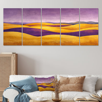 «Countryside Golden Hills At Twilight I» - art mural campagne - ensemble d'art mural campagne