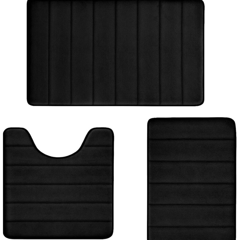 Ensemble de 3 tapis de salle de bain en mousse viscoélastique noir