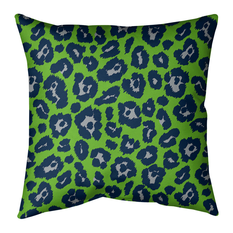 Housse de coussin carré, 18" x 18", Vert / noir / gris, Croisé en coton