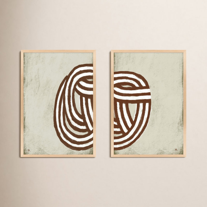 Knotting Set Of 2 By Studiom - Framed Wall Art, Maple Framed, 38" H x 53" W x 1.25" D