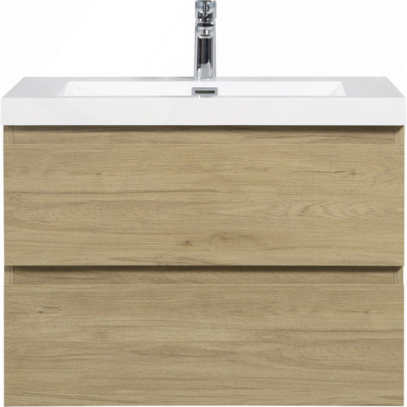 Meuble-lavabo flottant avec lavabo, meuble-lavabo mural moderne avec lavabo en résine et tiroirs à fermeture en douceur, 30"