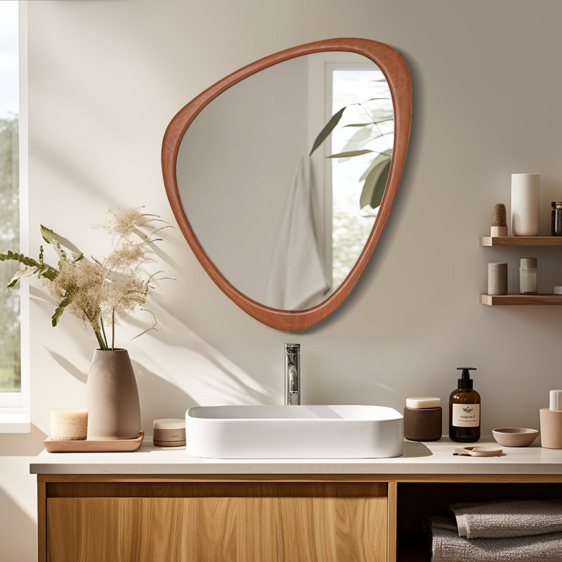 Natural Pine Asymmetrical Wall Mirror, 22" x 28"