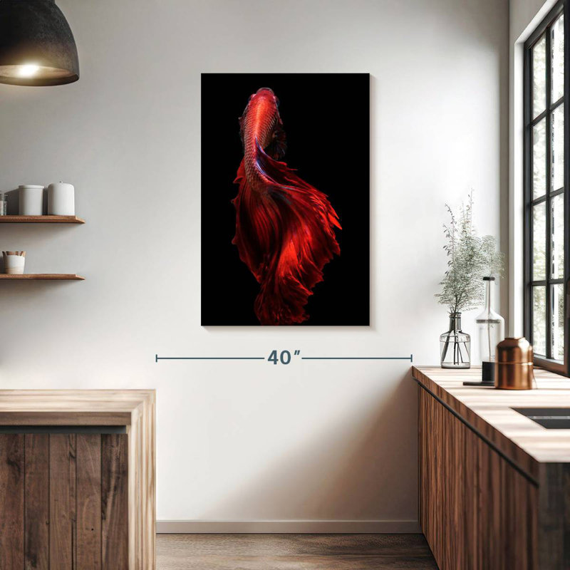 Poisson rouge vif Brampt Brampt, H 39 po x l 26 po
