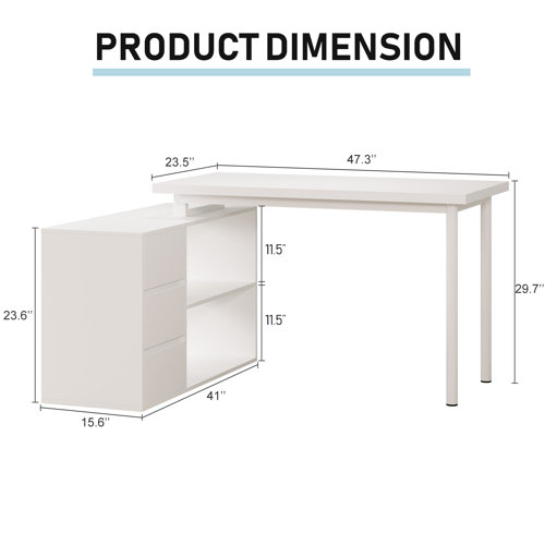 Ebern Designs Luitgard 47.3'' W L-Shaped Writing Desk | Wayfair