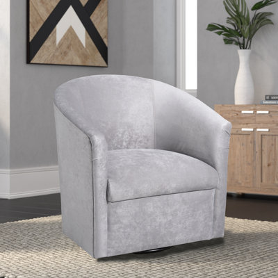 Fauteuil pivotant contemporain 76 x 75,5 x 76 cm, revêtement en microfibre de polyester, fauteuil d'appoint monobloc argenté, base pivotante à 360° et structure en bois massif